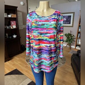 Peck & Peck colorful long sleeve blouse-size L